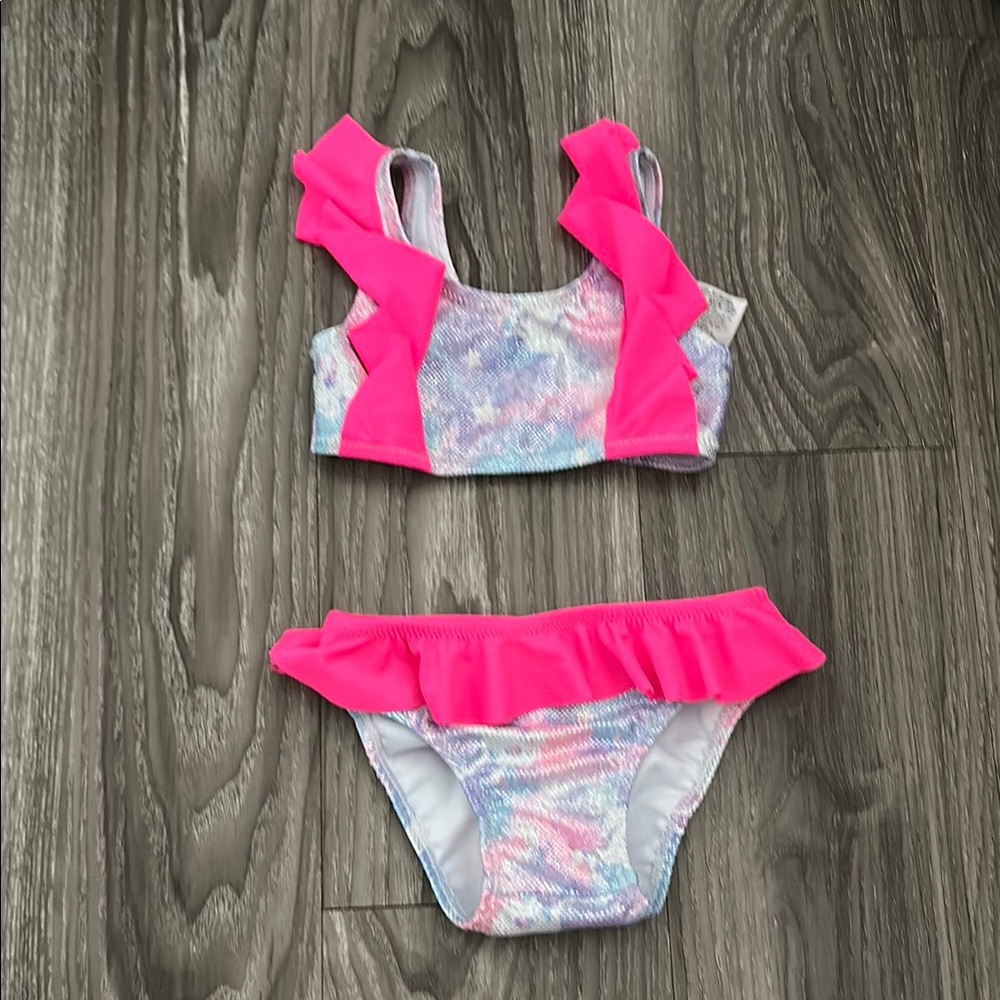 Billieblush Pink and Gray Ruffled Bikini